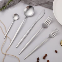 20pcs fork knife set tableware matte silver cutlery flatware stainless steels kitchen utensils travel dinnerware dropshipping