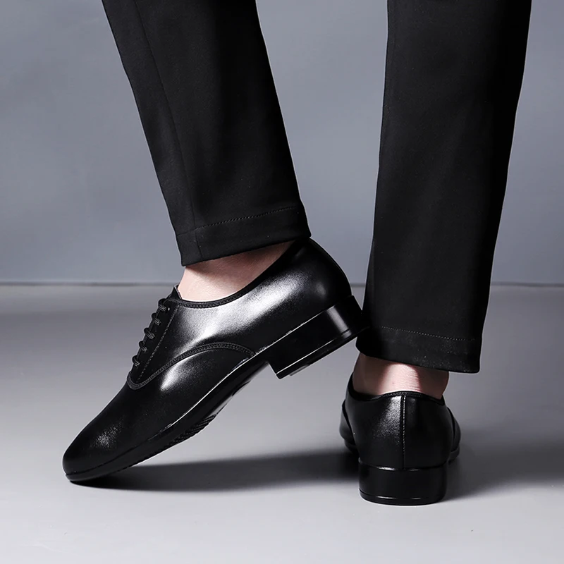 HROYL Genuine Leather Ballroom Dance Shoes for Men Latin Jazz Dancing Shoes Man Bigger Size Dance Sneakers Waltz Salsa Shoes