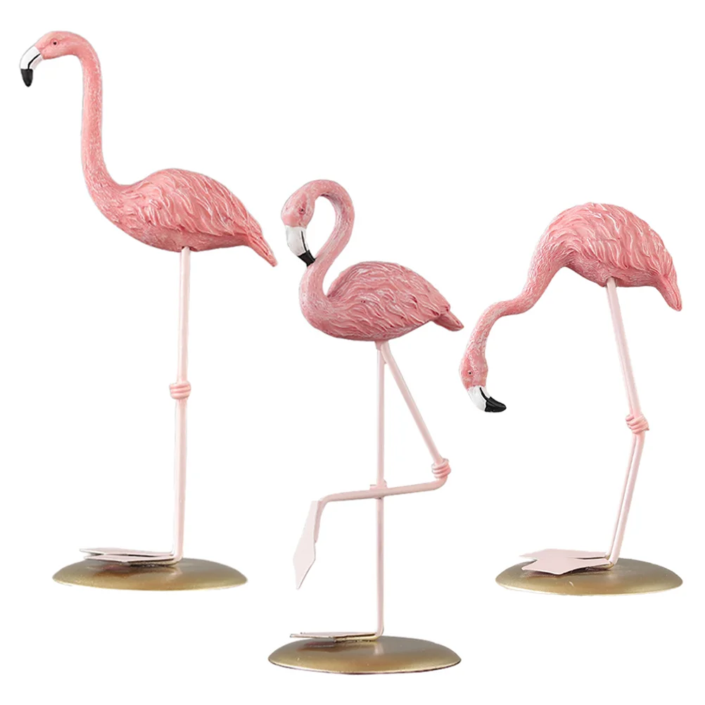 

3 Pcs Flamingo Ornament Home Supplies Statue Indoor Decor Sculpture Decorations Figurine Party Adorable Yard