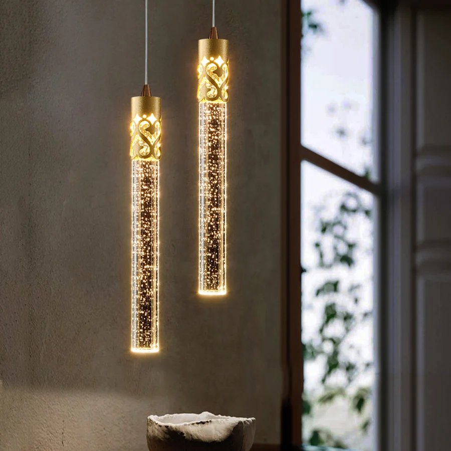 

Nordic Crystal Led Pendant Light Bedroom Bedside Bubble Hanging Lamp Droplight Restaurant Bar Counter Chandelier Pendant Lamp