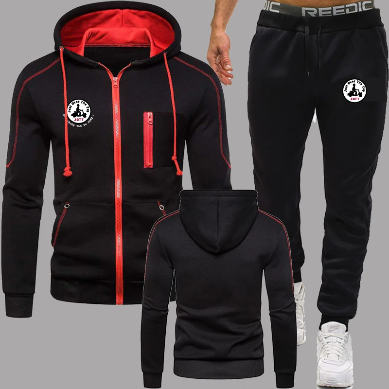 

2 Piece Jott Men's Set Sportswear Hooded Zipper Jacket+Jogging Sweatpants Autumn Winter Male Sport Suit Slim Fit Harajuku S-4XL