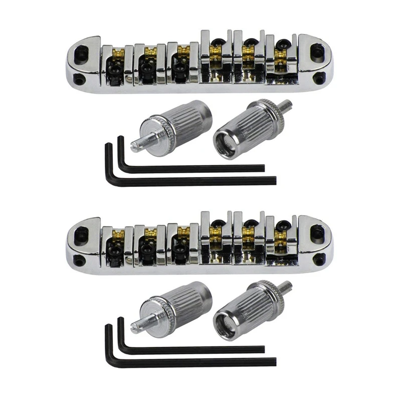 

2X хромированное металлическое роликовое седло Tune-O-Matic Bridge для Les Paul Style сменный фиксатор для электрогитары