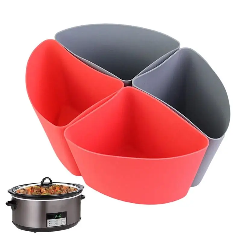 

Small Slow Cooker Liners 4pcs Silicone Kitchen Pot Liners Leakproof Silicone Slow Cooker Divider Slow Cooking Divider Liner For