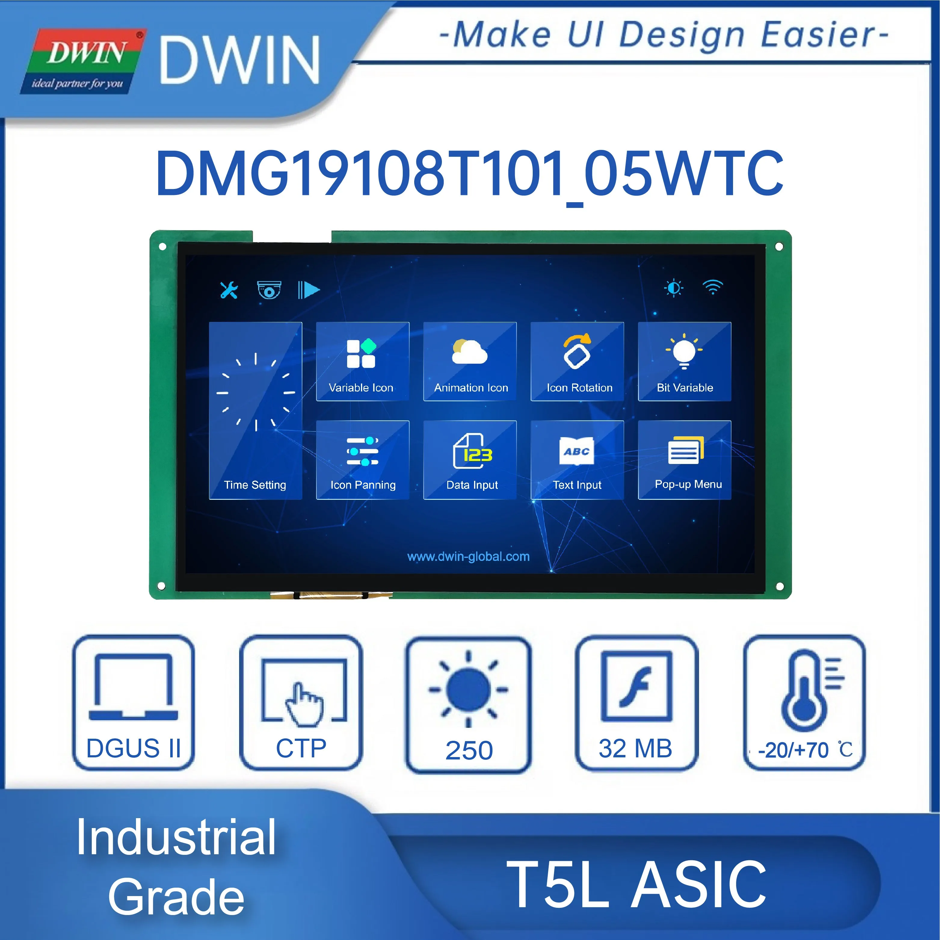 Фото Новый DWIN 10,1-дюймовый 2K DGUS II HD-дисплей 1920*1080 с IPS TFT ЖК-дисплеем для Arduino STM32 ESP32 MCU DMG19108T101_05W №1