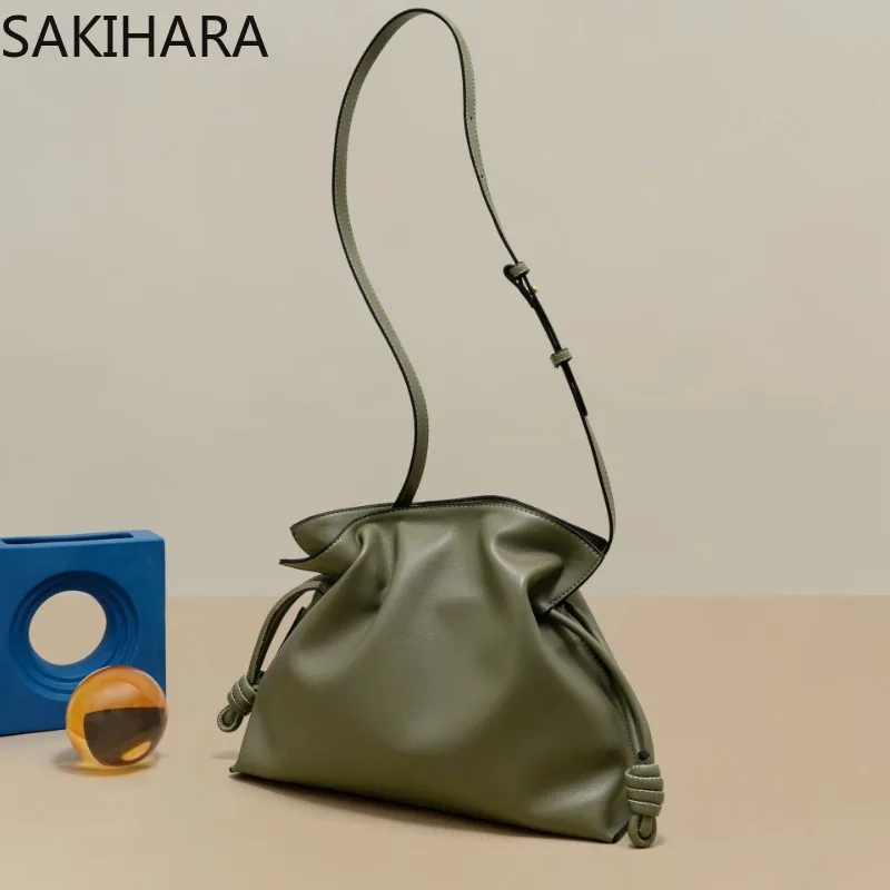 Кошельки и сумочки однотонные кожаные плиссированные Простые Модные элегантные