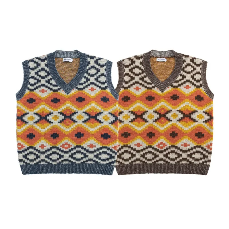 Tangshu модный американский стиль винтажный свитер с цветными блоками и v-образным