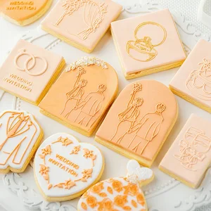 Wedding Dress Embossed Cake Mold Acrylic Bride Ring Cookie Press Stamp Embosser Cutter Fondant Sugar in Pakistan