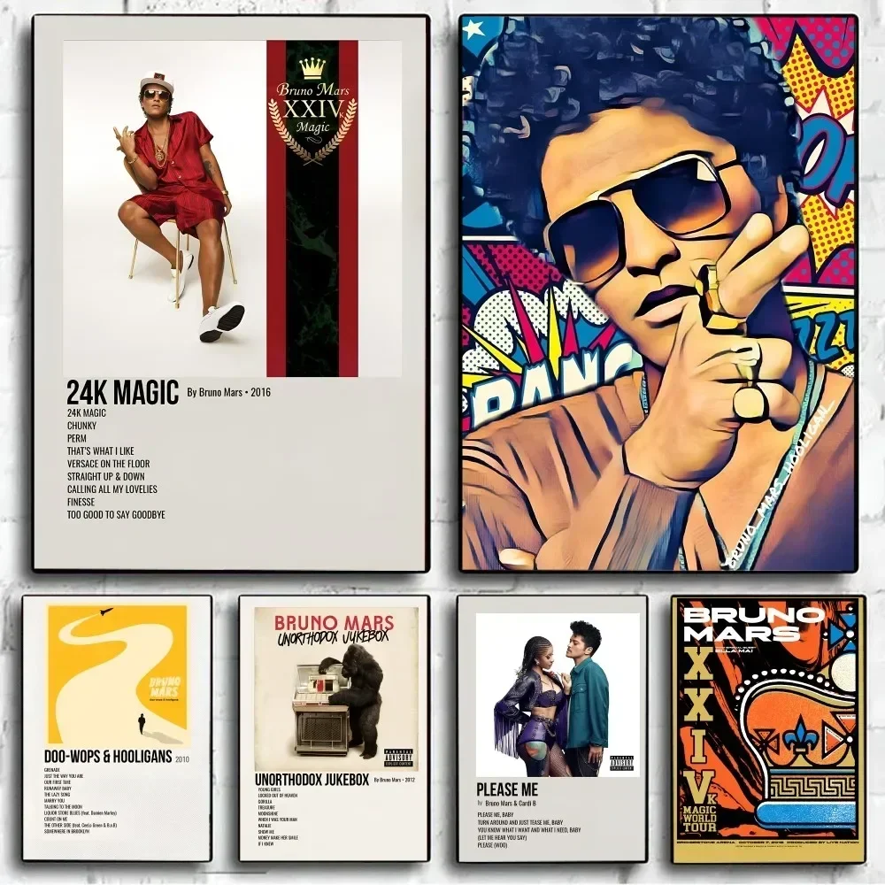 Певец Т-брунос-Б-Марс Ретро плакат без рамки крафт-клуб бумага фотобумага