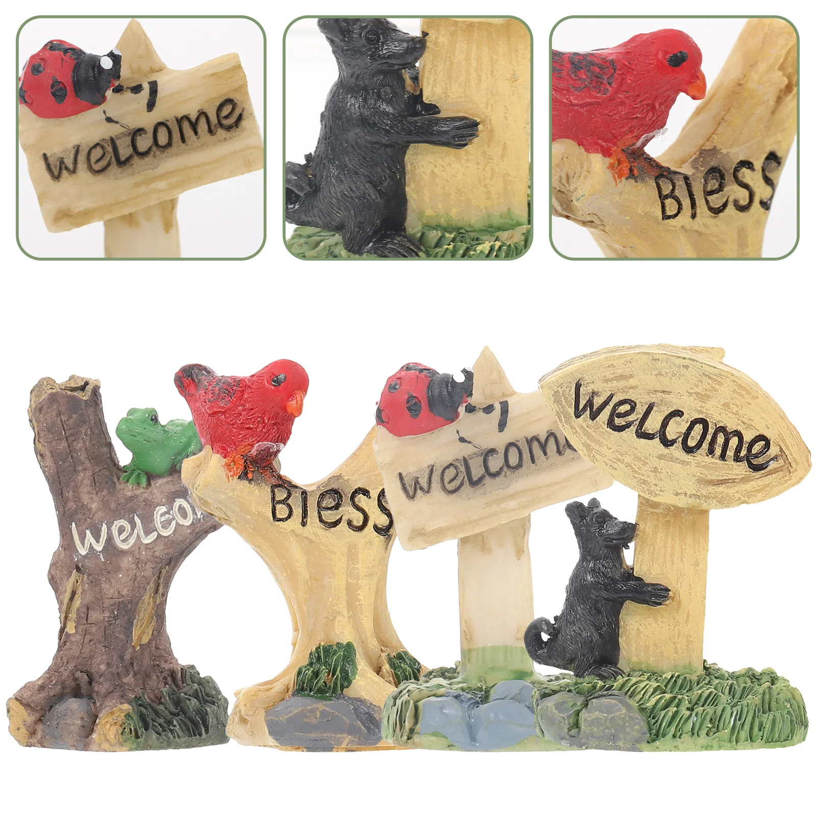 

Miniature Garden Sign Accessories Post Minivillage Fairy Live Indoor Landscape Vine Resin Decoration Decorations Signs