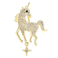 wulibaby star unicorn brooches for women men exquisite fairy horse high quality cute party office brooch pins gifts