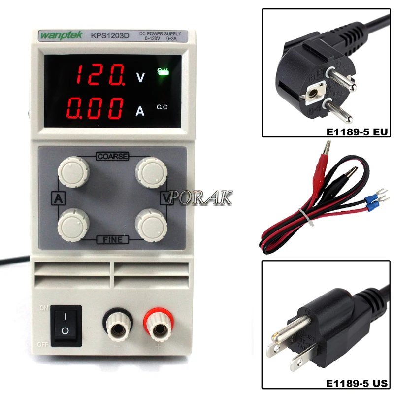 

KPS1203D 110V/220V Adjustable High precision digital LED display switch DC Power Supply 0 - 3A 0 - 120V 0.1/1V 0.01A EU UK