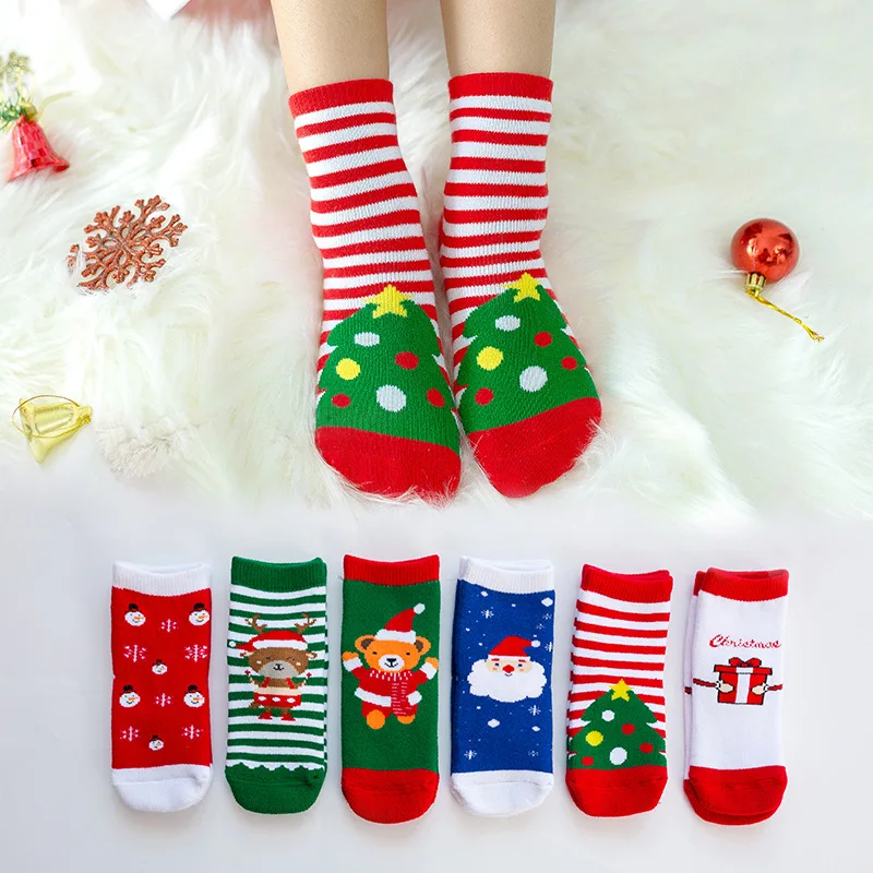 

Christmas socks winter thickened terry socks children's cartoon Santa Claus elk non-slip floor socks warm boys and girls socks