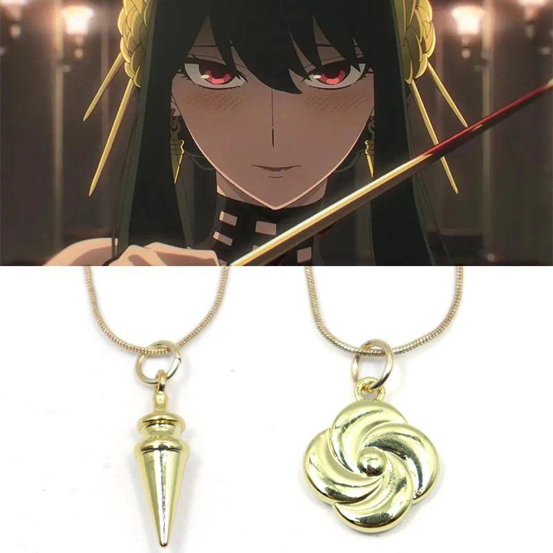 

SPY x Family Necklace Anime Jewelry Yor Forger Thorn Princess Gold Tapered Flower Pendant Necklace Women Girl Neck Wear Trinket