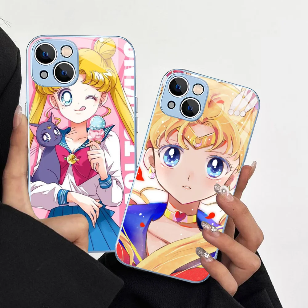 Милый коврик для мыши S-Sailor-Moon из закаленного стекла iphone 14 13 12 11 Pro Mini XS MAX Plus X XR Fundas