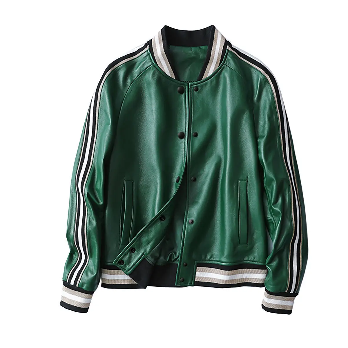 1pcs Women's PU Leather Short Jackets 2022 Spring Faux Fur Single Breasted Splicing Long Sleeve Ladies Skinny Locomotive Coats