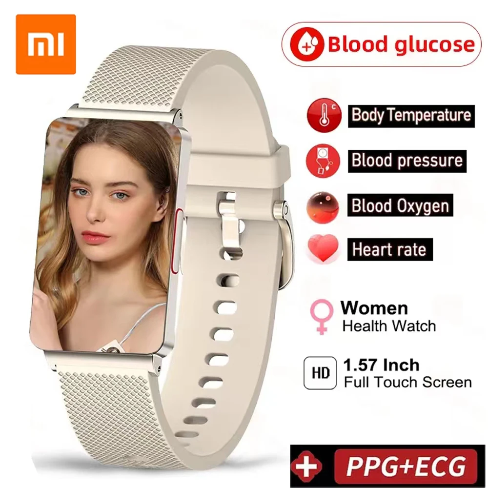

Смарт-часы Xiaomi 2023 с монитором уровня сахара в крови для мужчин и женщин, ЭКГ + ФПГ, измерение кровяного давления/глюкозы, термометр, женские Смарт-часы