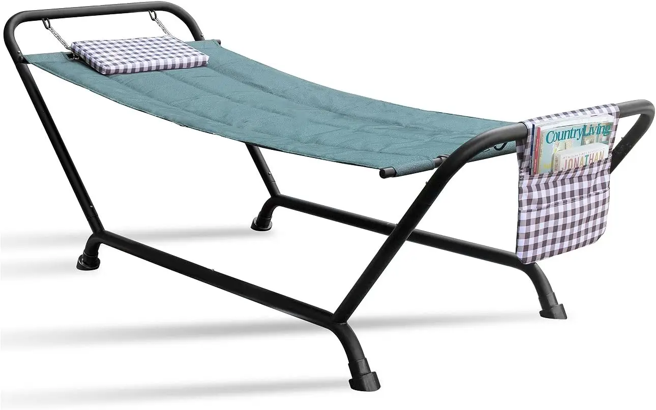 

Hammock Bed- Hammock with Stand w/Pillow and Storage Pockets- Heavy Duty 500lbs Support- Durable Outdoor Hammock- For , Garden,