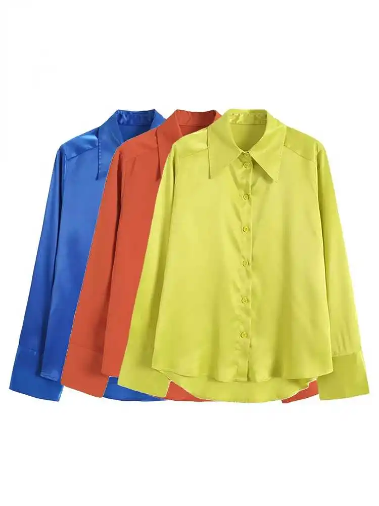 

Women Fashion Asymmetric Soft Touch Shirts Vintage Long Sleeve Button-up Female Shirts Blusas Chic Tops