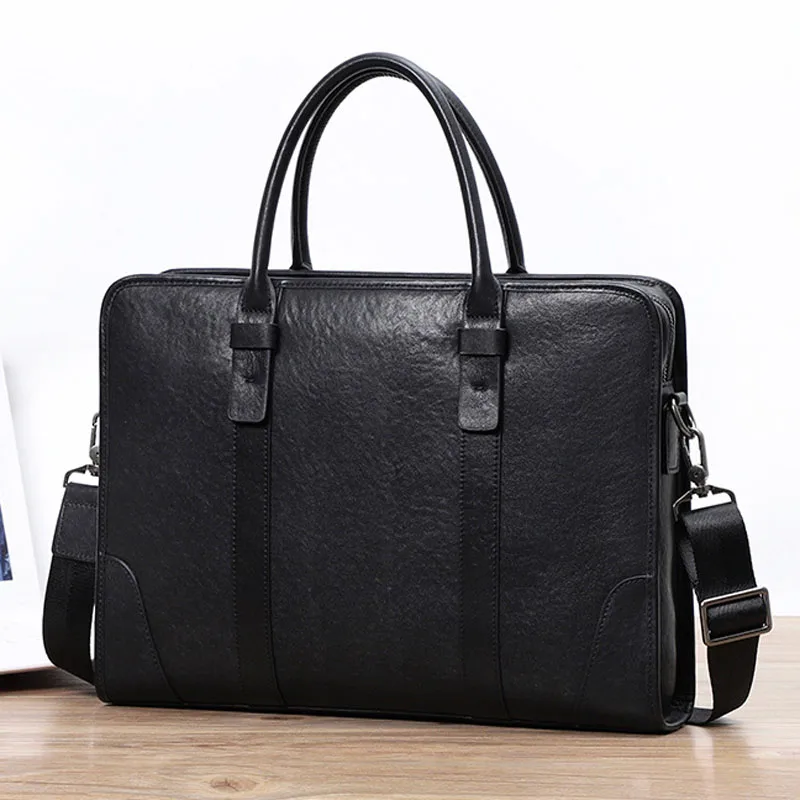 EUMOAN  New leather men's bag portable baotou layer cowhide men's single shoulder crossbody bag fashion briefcase computer bag