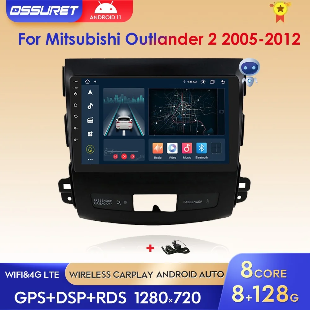 

8 Core CarPlay Android Auto 2din Car Radio Multimedia Player for Mitsubishi Outlander 2 2005-2012 Citroen C-Crosser Peugeot 4007