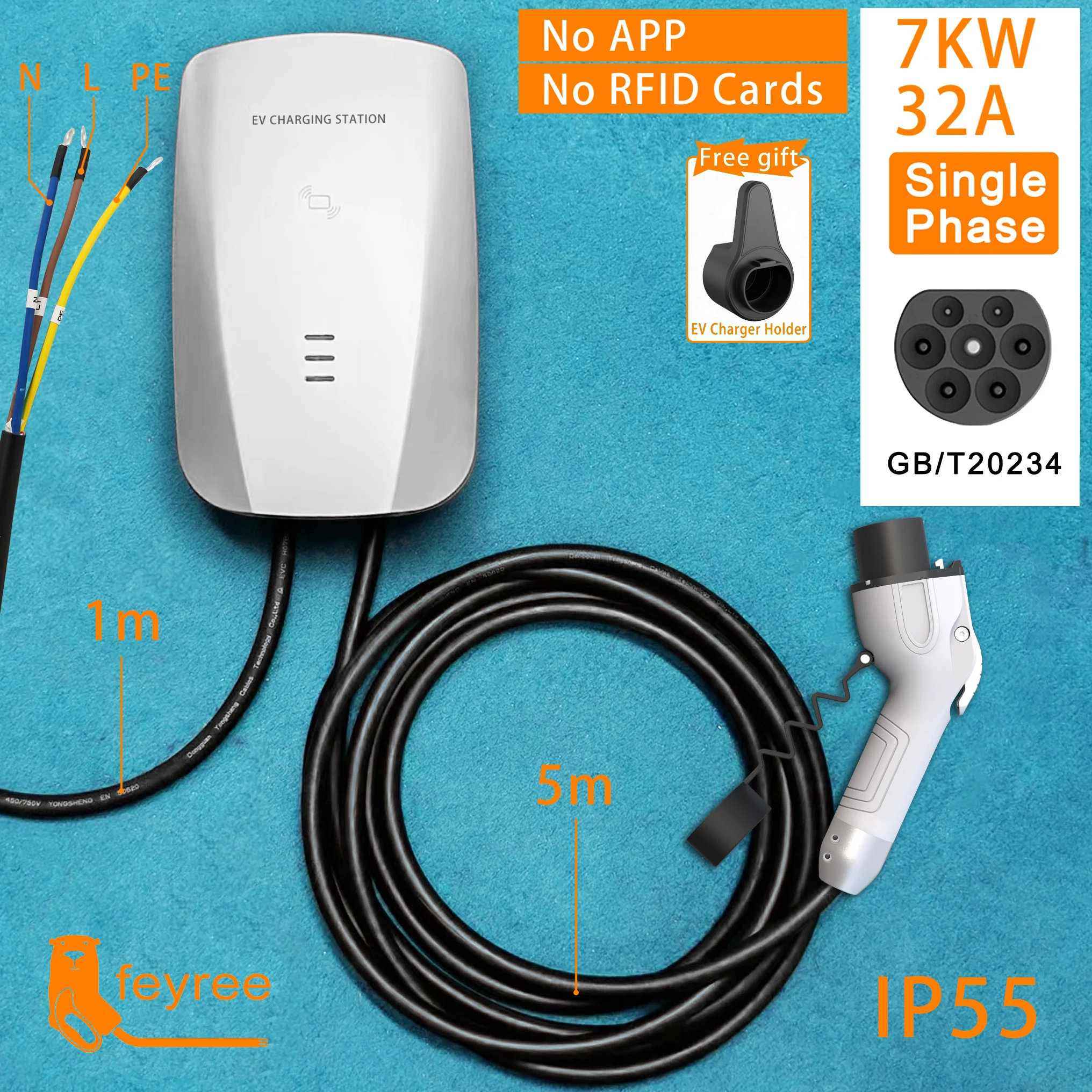 Скидка Зарядное устройство для автомобиля Feyree EVSE Wallbox EV, зарядная станция для электромобиля 7 кВт, кабель типа 2 32A, адаптер IEC62196, зарядное устройство...