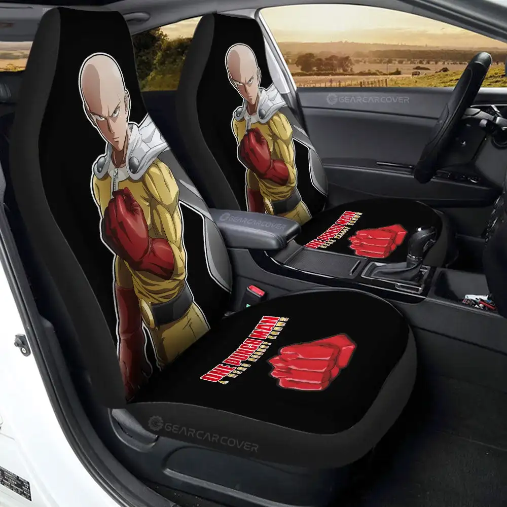 

Saitama Car Seat Covers Main Hero One Punch Man Anime Car Accessories, Universal Front Seat Protective Cover