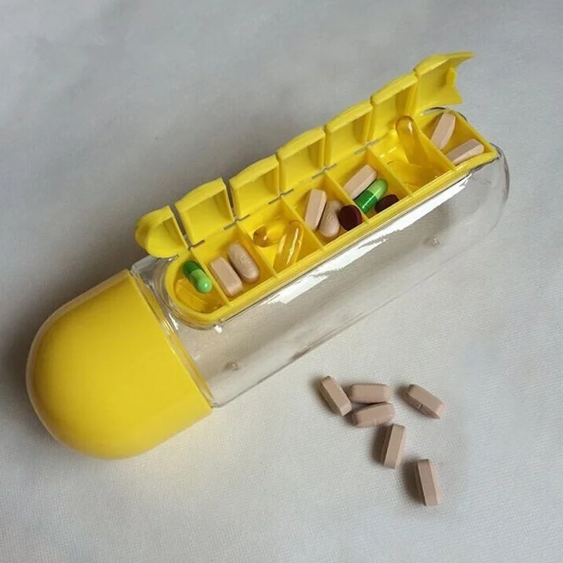 

Multicolor Optional of 7 Day Pill Tablet Medicine Organiser Water Drink Bottle Holder Box