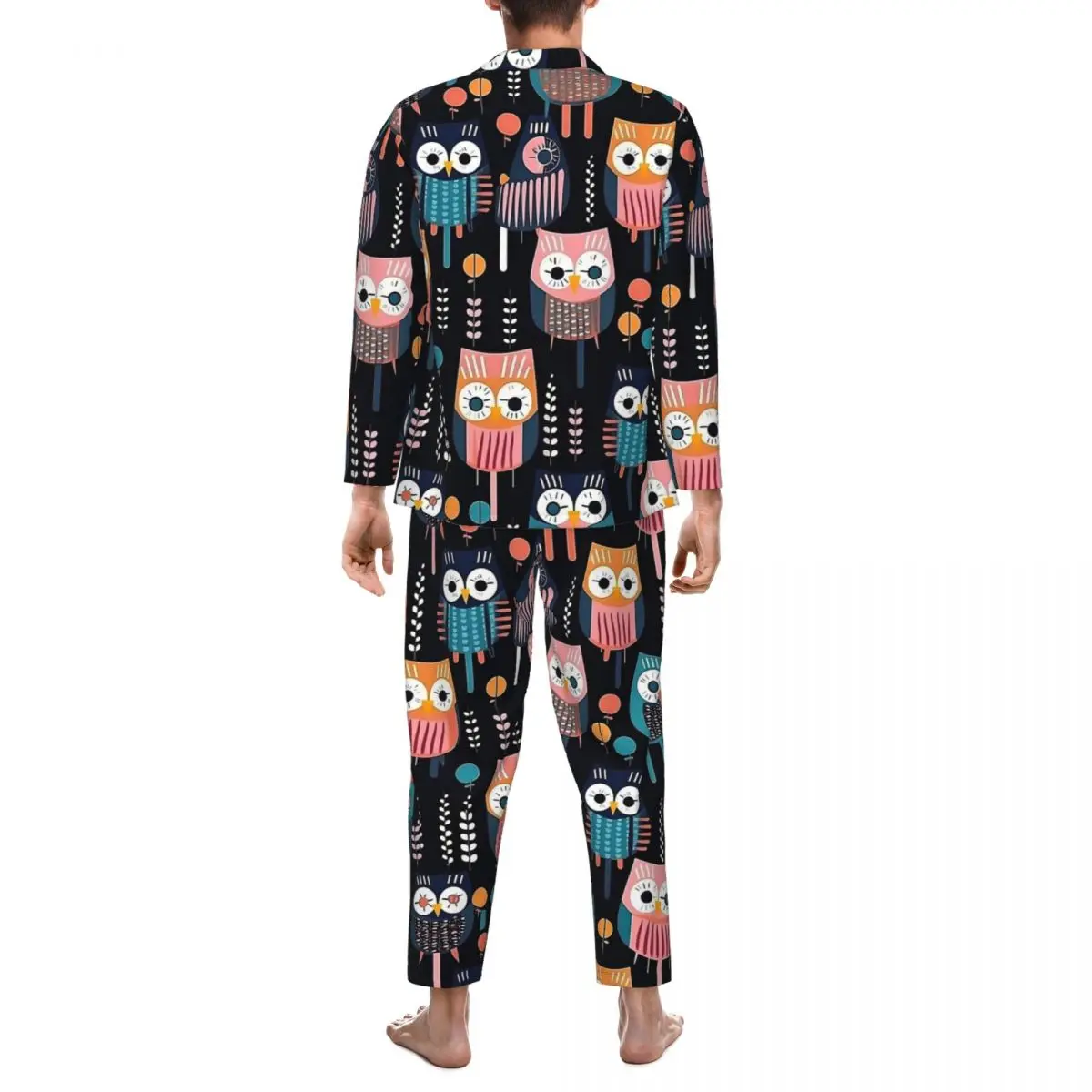 Пижамы с геометрической смелой совой осенние красочные винтажные пижамные