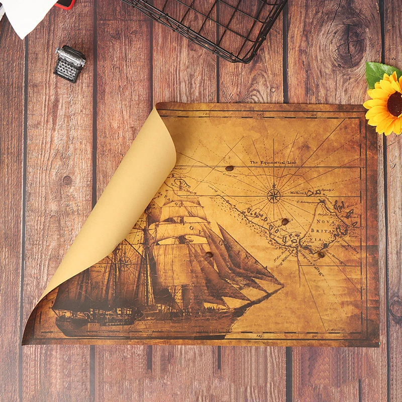 

50.5*35cm Ancient sailing ship nautical line kraft poster retro bar cafe home decoration