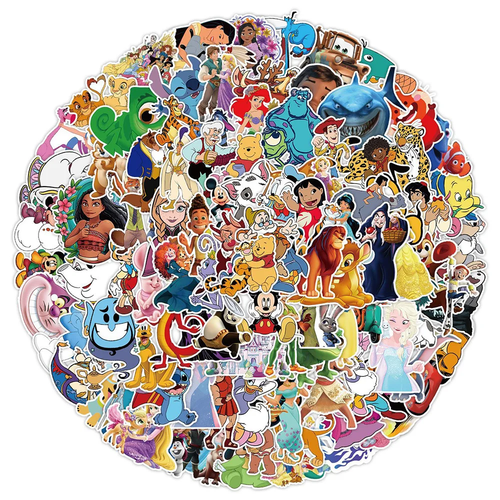 

10/30/50/100pcs Disney Mixed Cartoon Characters Collection Stickers Decals DIY Laptop Phone Tablet Waterproof Kids Sticker Packs