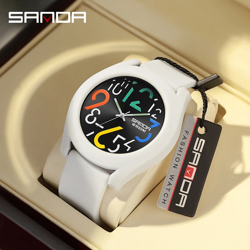 

SANDA Top Brand New Men Watch Silicone Strap Waterproof Watch Creative Simple Girls Watch Fashion Casual Sports Quartz Clock