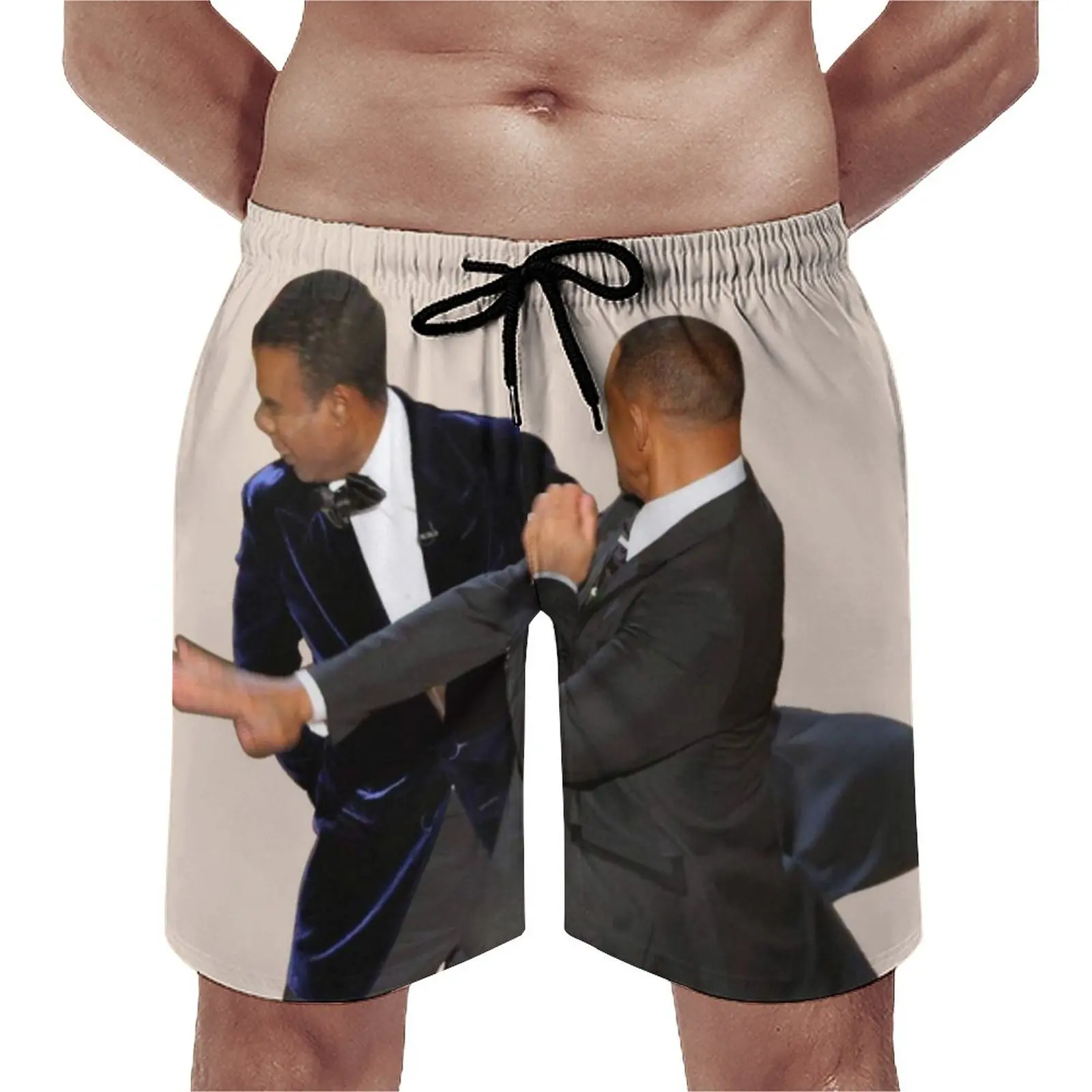 

Will Smith Slap Board Shorts Smash Chris Rock Bathing Swimming Trunks Polyester Pattern Men Swim Trunks