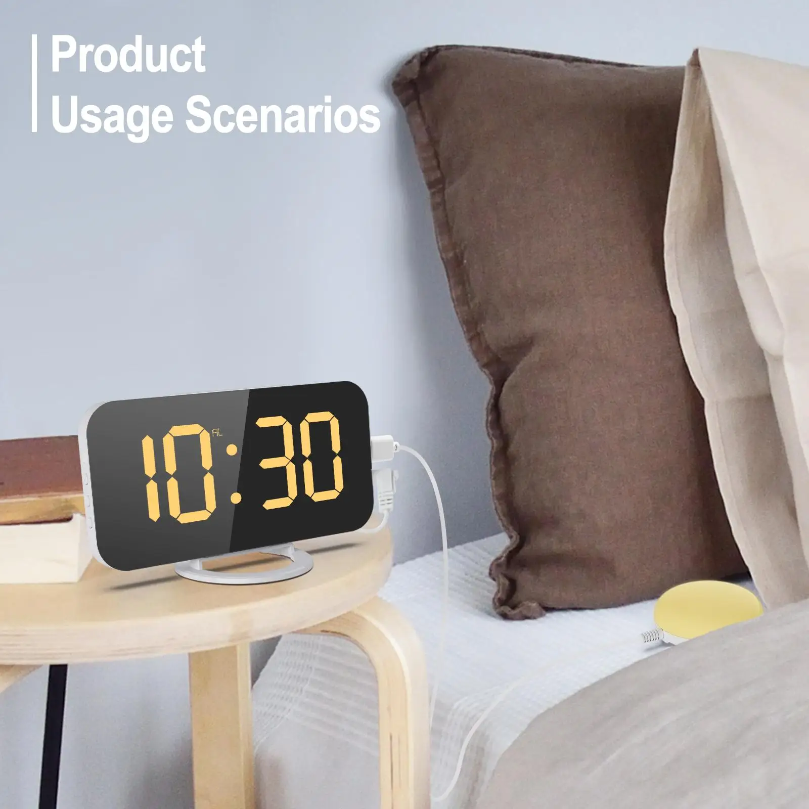 Large Number Led Mirrored Clock Snooze For Living Room