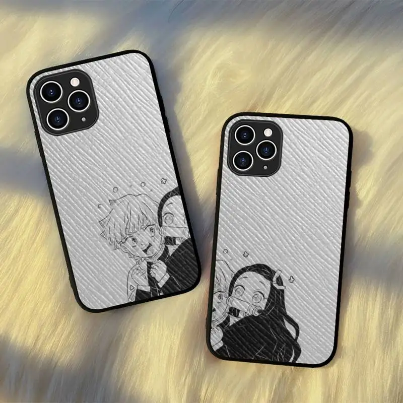 

Demon Slayer Nezuko And Zenitsu Phone Case Hard Leather Case for iPhone 11 12 13 Mini Pro Max 8 7 Plus SE 2020 X XR XS Coque