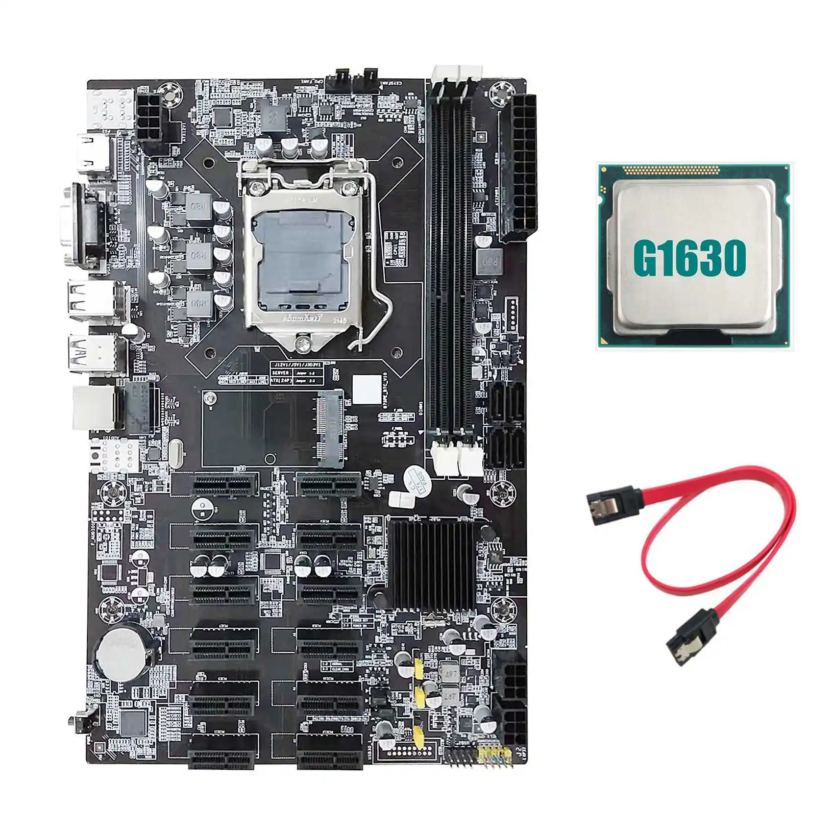 B75 12 PCIE ETH Mining Motherboard+G1630 CPU+SATA Cable LGA1155 MSATA USB3.0 SATA3.0 DDR3 B75 BTC Miner Motherboard