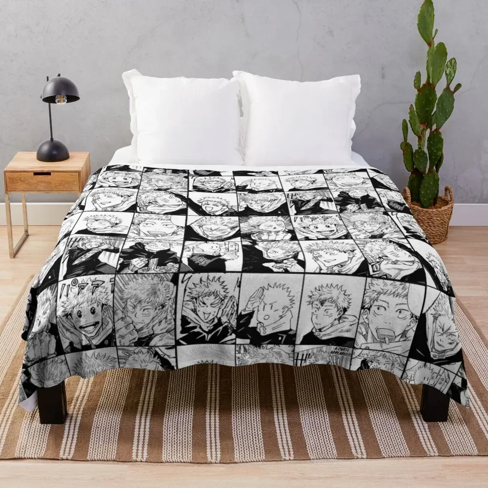 Itadori yuji манга Коллаж-черно-белая версия плед одеяло мягкая большая фланелевая