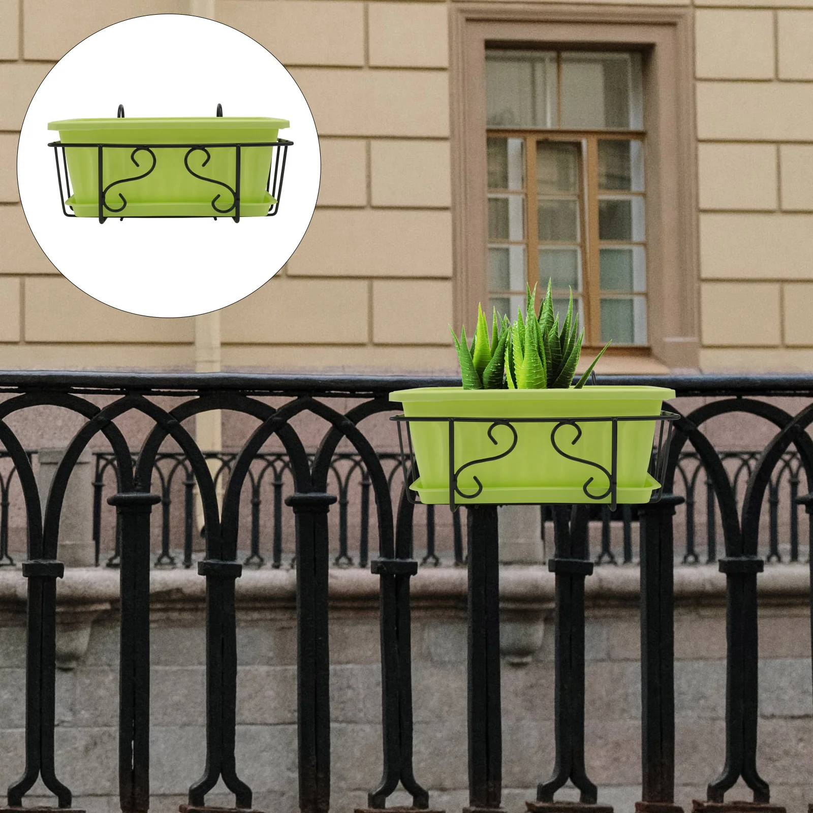 

Hanging Flower Planter Balcony Railing Fence Pots Window Bucket Deck Pot Box Metal Windowsill Vase Flowerpot Rack Iron Drainage