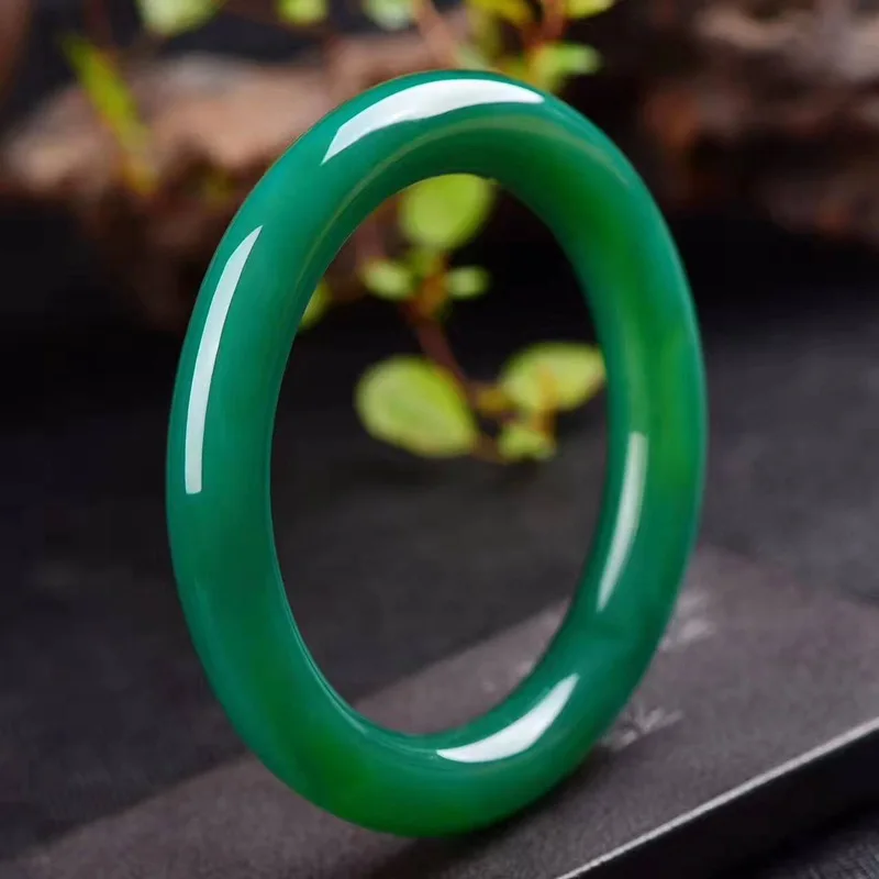 

Натуральный модный зеленый агат халцедон круглый браслет ювелирные изделия