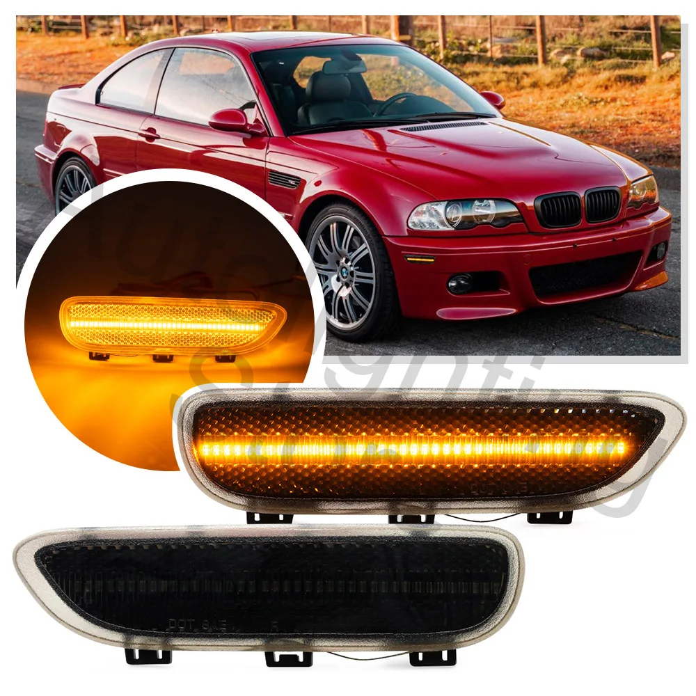 

2PCS LEDFront Bumper Reflector Light Lamp For BMW 3 Series M3 E46 1999 2000-2003 Coupe & Convertible 2001-2006 Side Marker Light