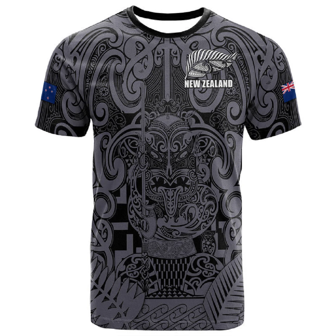

New Zealand Rugby Taiaha Maori All Blacks 3D Full Print Men T-Shirt Tops Tees Short Sleeve Sport Breathable