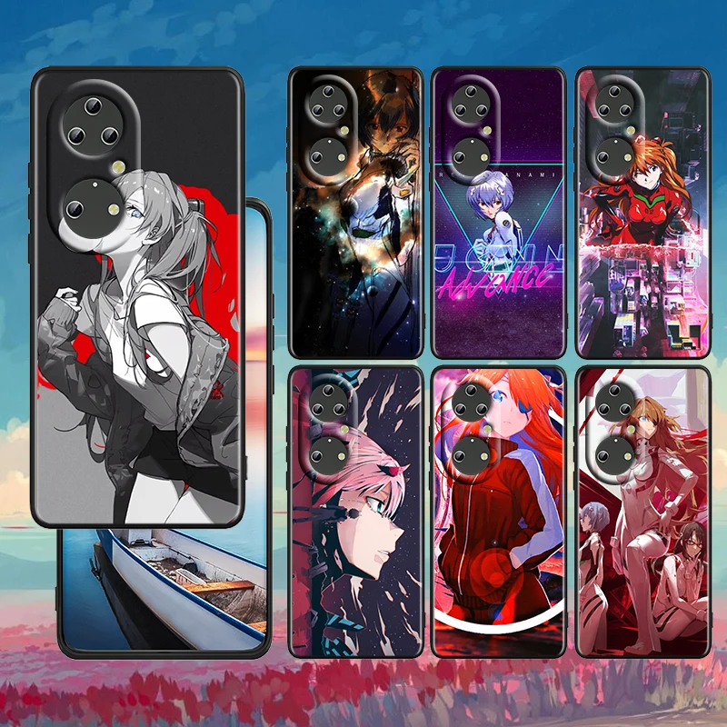 

Gril Evangelion EVA For Huawei P50 P40 P30 P20 Lite 5G Pro Nova 5T Y9S Y9 Prime Y6 2019 Black Soft Silicone Phone Case