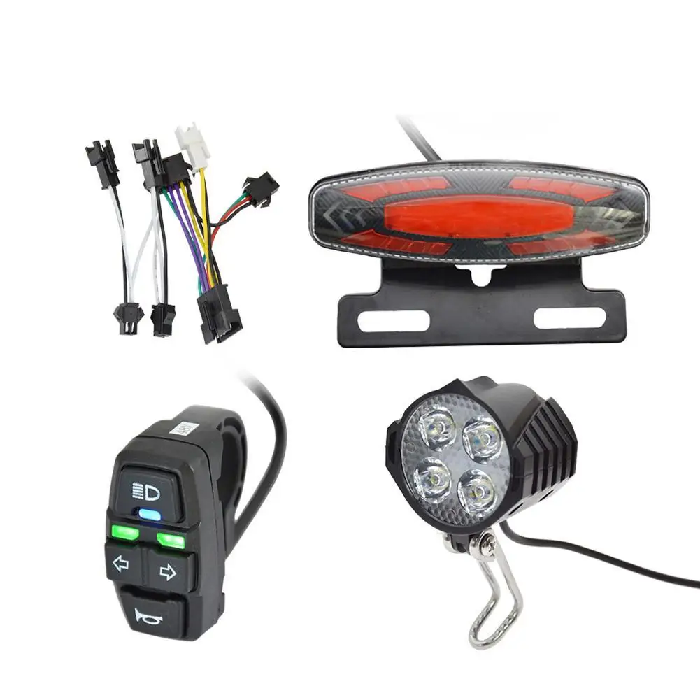

Electric Bicycle 24 48V Headlight Front Tail Rear Warning Lights LED Night Spotlight Headlamp Cycling Electric Scooter Parts
