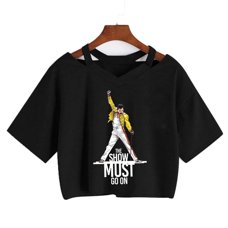 

Freddie Mercury Queen Band T Shirt Women Harajuku Vintage T-shirt Fashion Queen Tshirt Graphic Rock Crop Top Tee Female camiseta