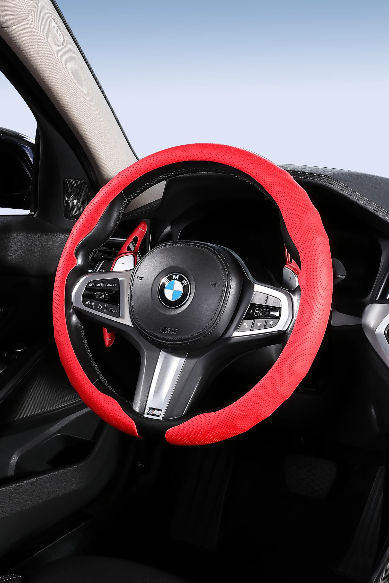 Фото Кожаный чехол на руль для BMW 1, 2, 3, 4, 5 серий F40 G20 G26 G01 G02 G05 G06 G07 X1 X3 X4 X5 X6 X7 2011 - 2026 №1