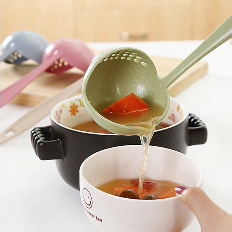 

Kitchen Accessories Multifunction Soup Spoon Colander Two-in-one Long Handle Large Spoon for Kitchen Gadgets Kitchen Tools Goods