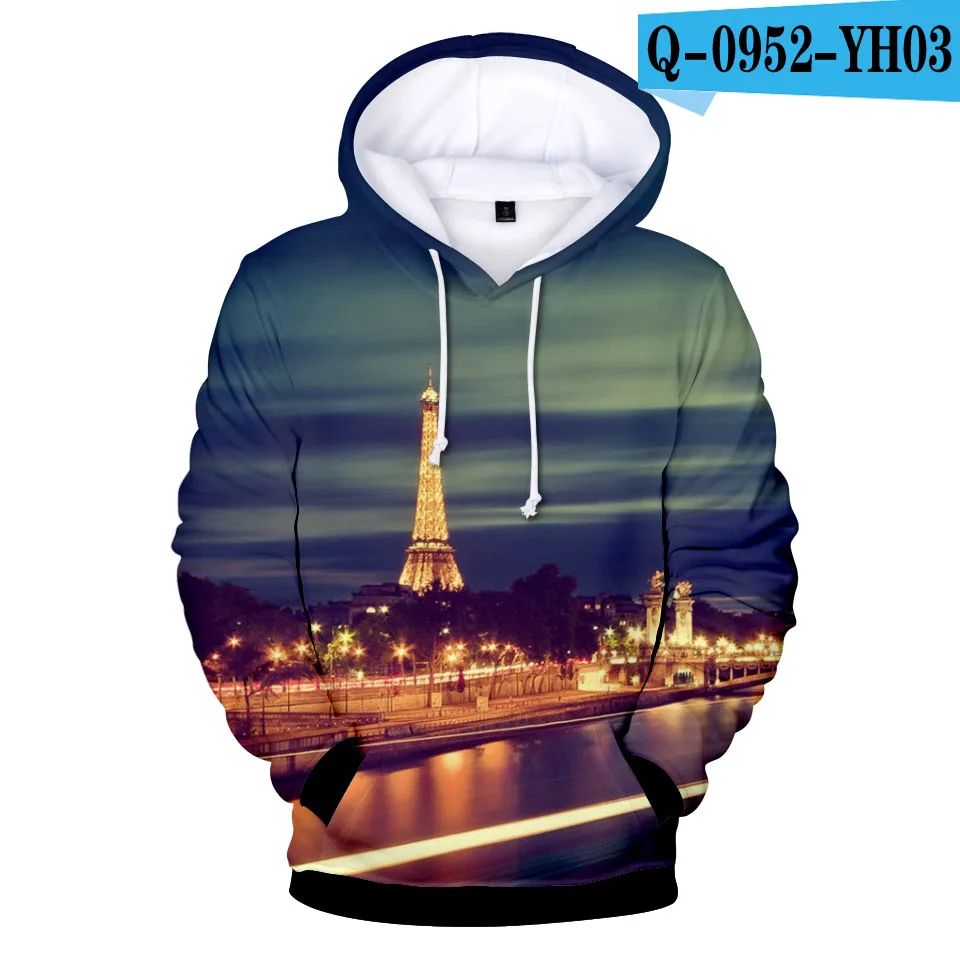 

Худи мужское/женское с 3D-принтом Эйфелевой башни, с длинным рукавом