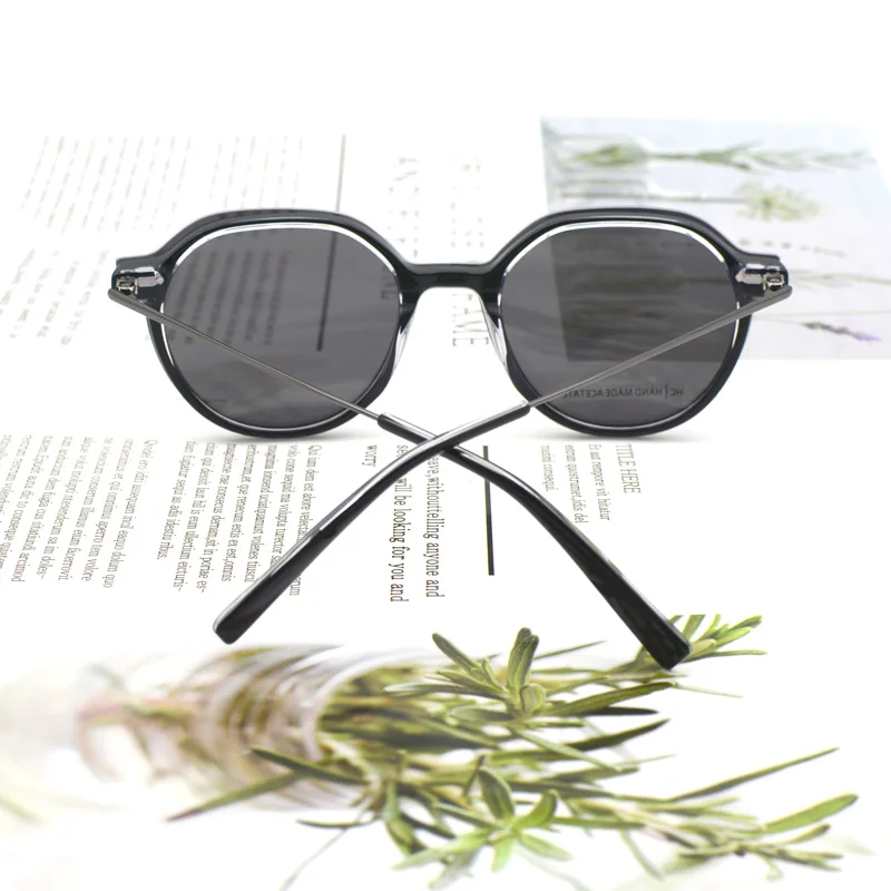 KANDREA 2 в 1 металлические винтажные многоугольные Солнцезащитные очки женские