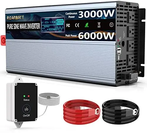 

Pure Sine Wave Power Inverter 12V DC to AC 110V 120V Peak Power 2000W with 2 AC Outlets Car Inverter and Dual 3.4A USB Port Cool