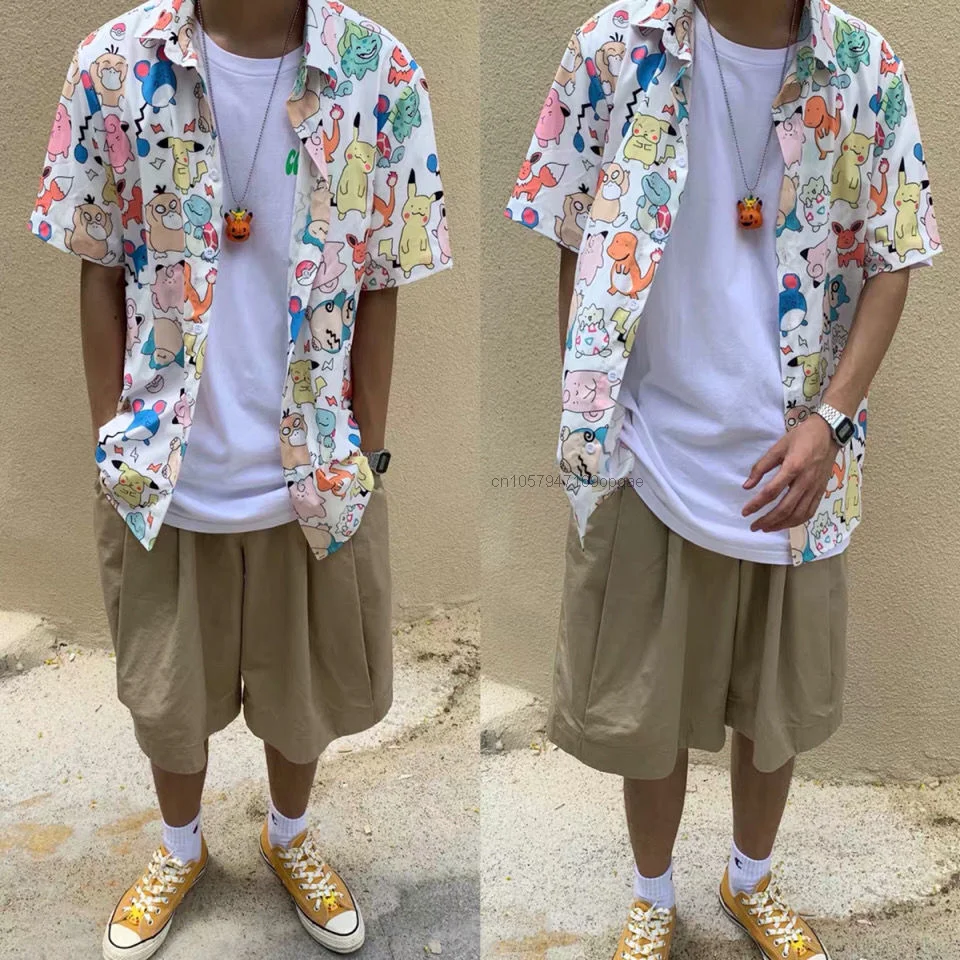 Купить Рубашка с коротким рукавом и принтом «Покемон», лето 2022