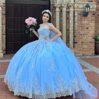 sky blue ball gown quinceanera dress sweet 16 dress 2022 prom princess gowns party wear vestidos de 15 a%c3%b1os
